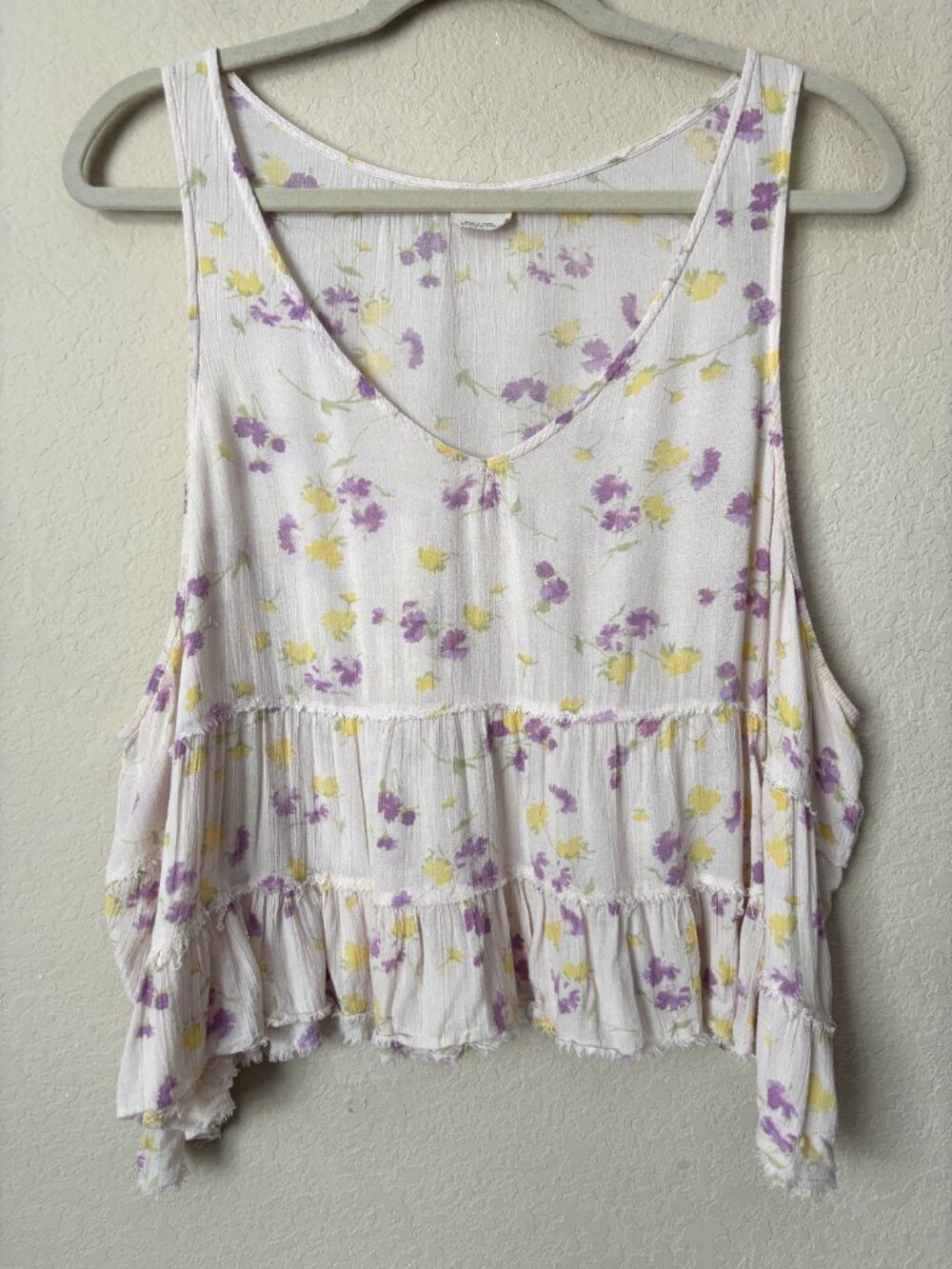 Intimately Free People Boho Floral Print Babydoll Ruffle Tank Top